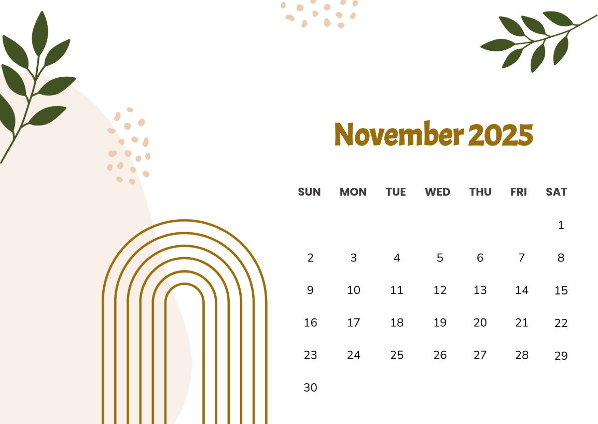 Free November 2025 Journal Calendar Template To Edit Online