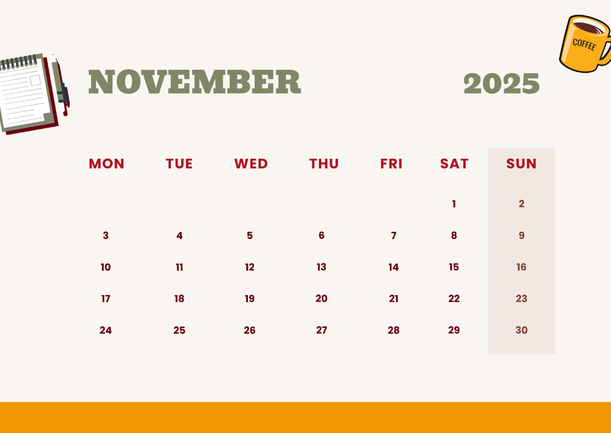 Blank November 2025 Calendar Pages
