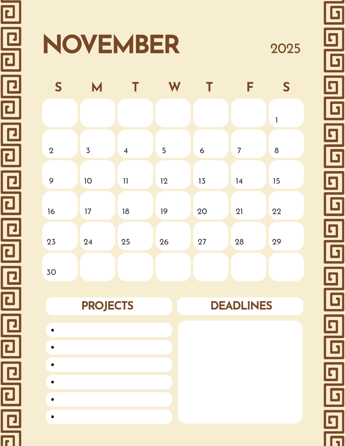 Free November 2025 Project Calendar Template To Edit Online Free November 2025 Project Calendar Template To Edit Online