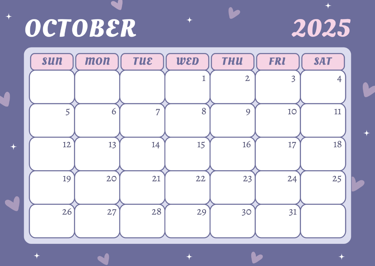 Blank Calendar Page October 2025