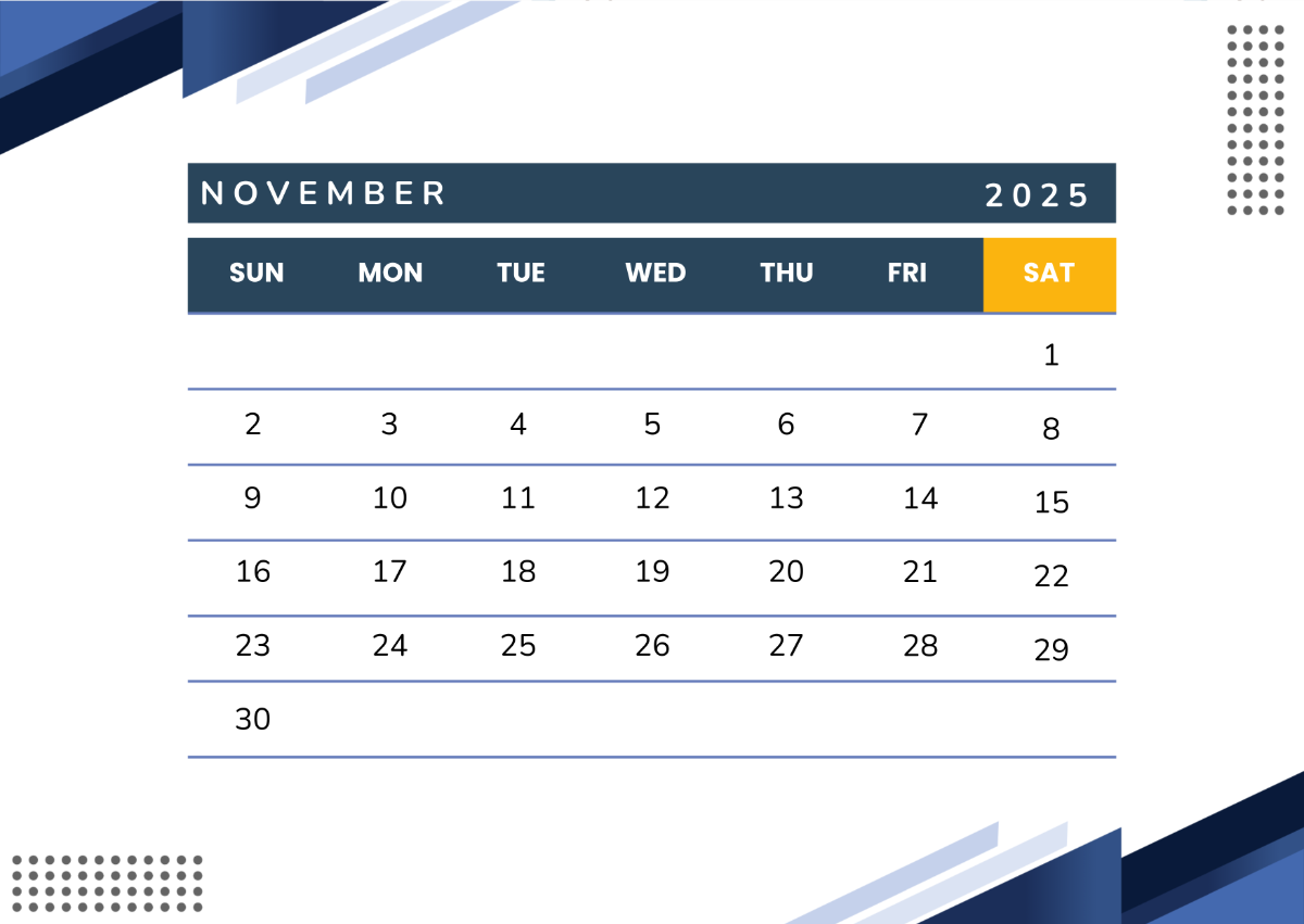 Free Blank November 2025 Calendar Pinterest