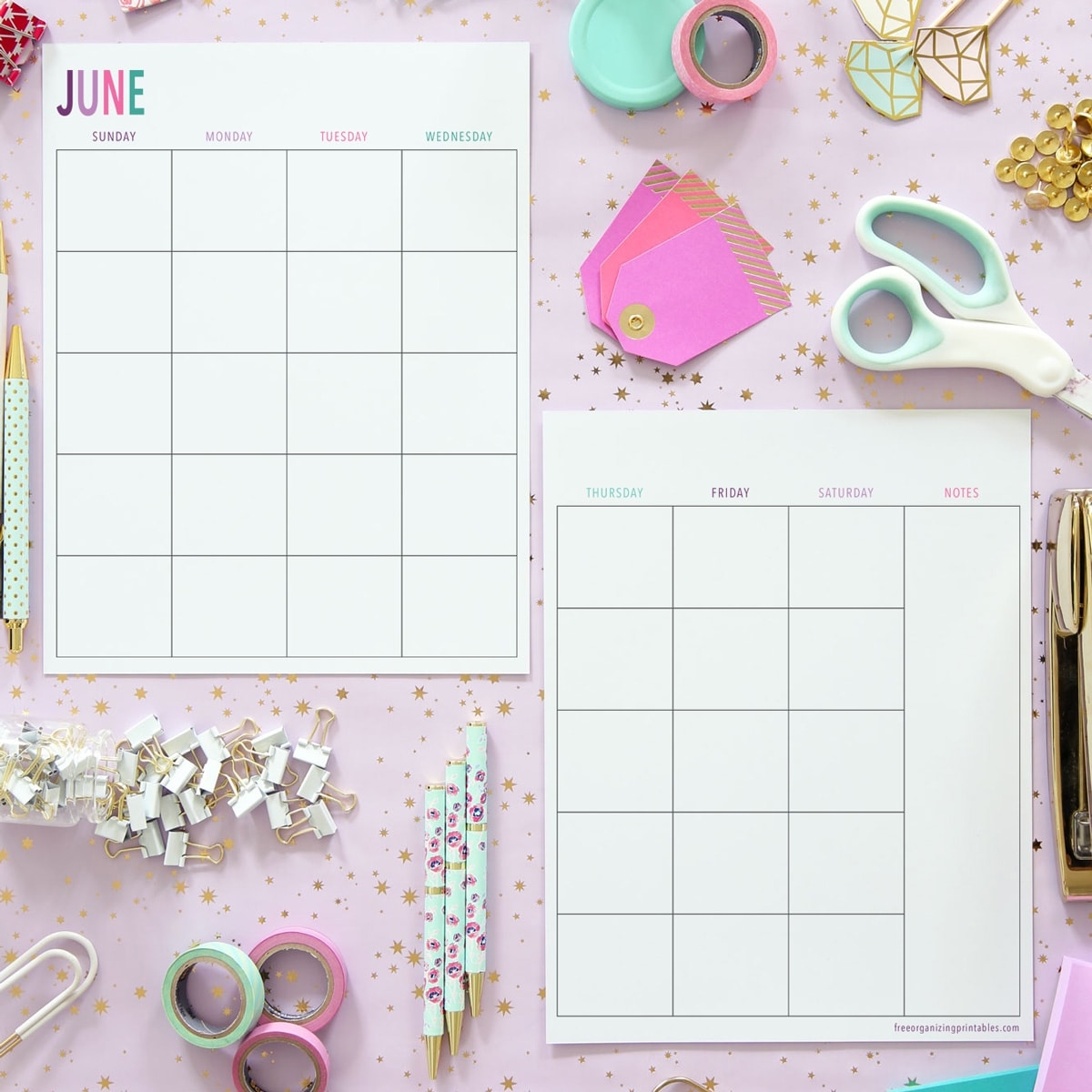 Free Printable 2 Page Blank Monthly Calendar 2026