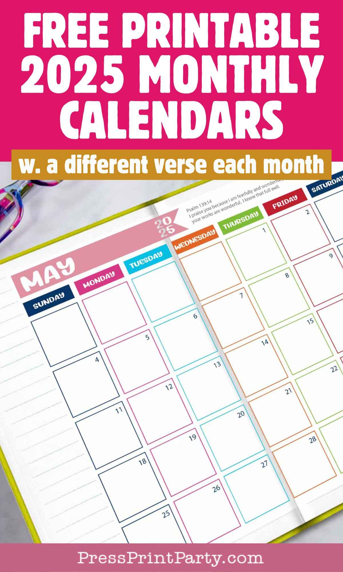Blank Monthly 2025 Calendar