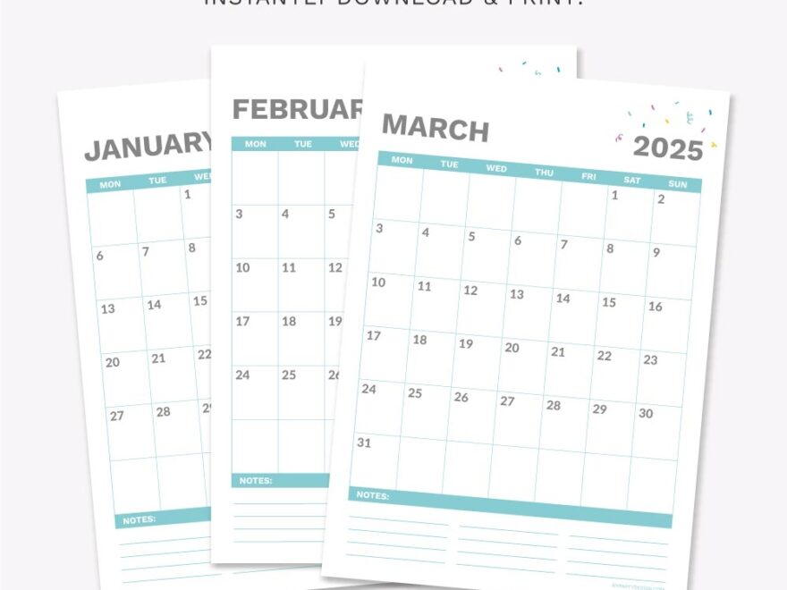 Free Printable 2025 Calendar My Party Design