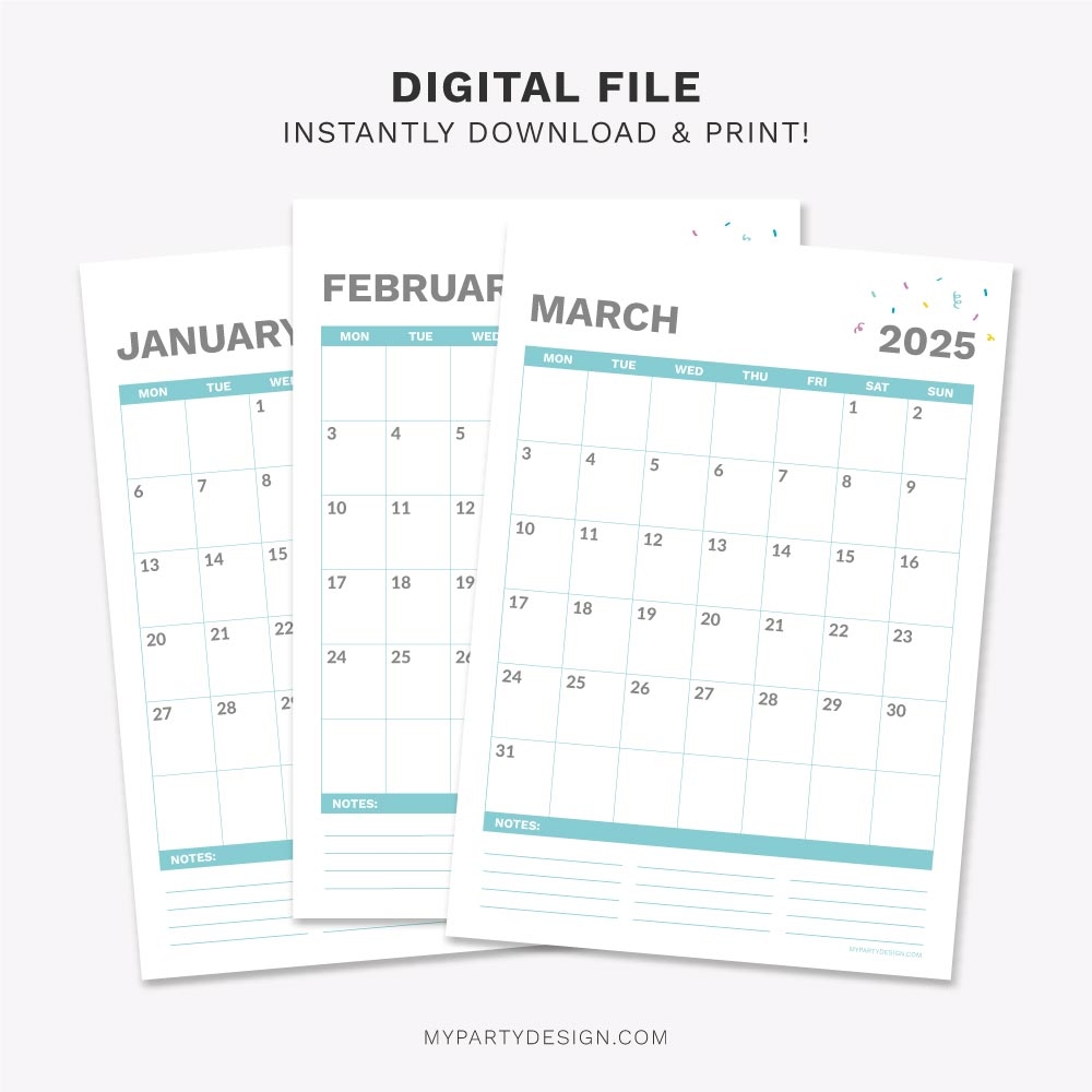 Free Printable 2025 Calendar My Party Design