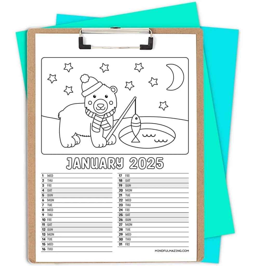 Blank Calendar For Kids 2025