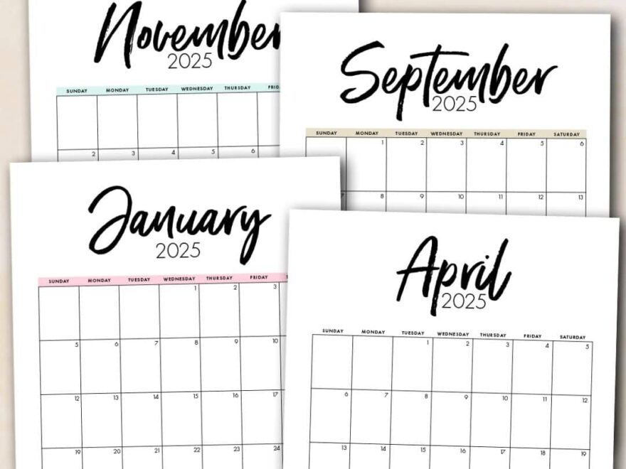 Free Printable 2025 Monthly Calendar Templates The Incremental Mama