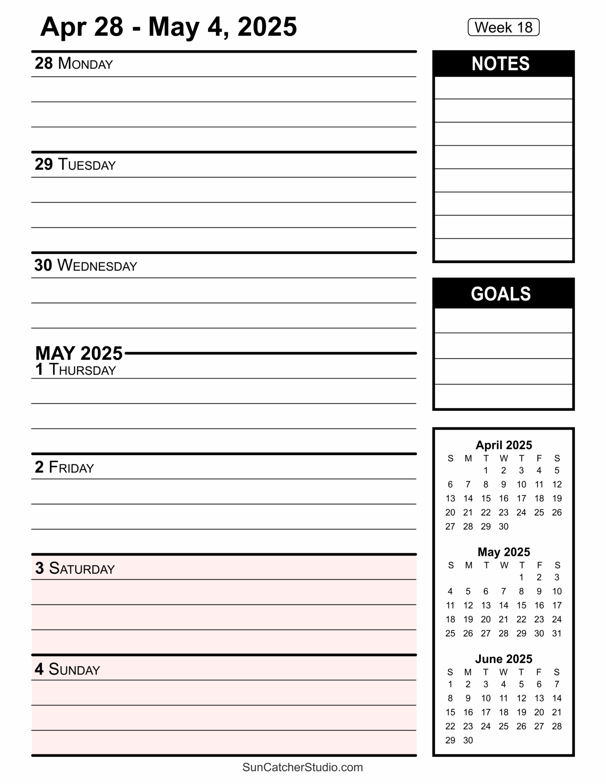 Free Printable 2025 Weekly Calendars For Easy Planning Free Printables Monograms Design Tools Patterns DIY Projects