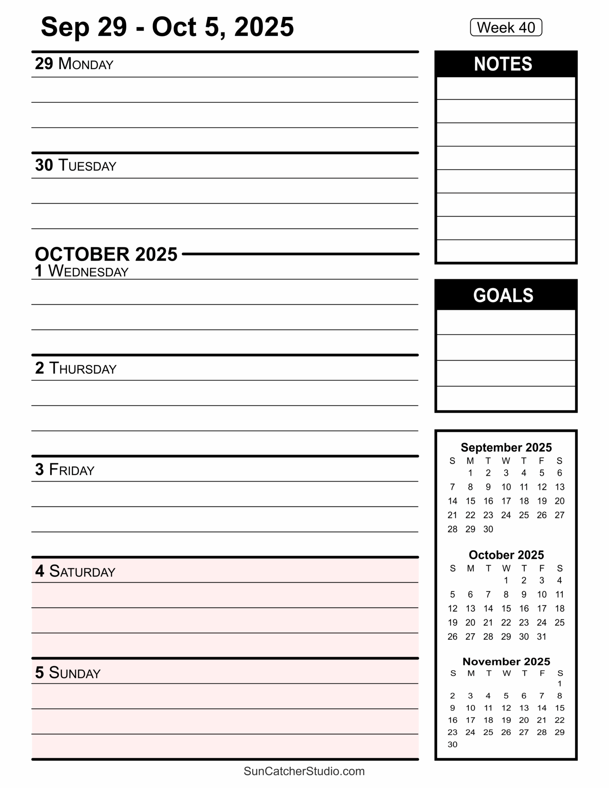 Free Printable 2025 Weekly Calendars For Easy Planning Free Printables Monograms Design Tools Patterns DIY Projects