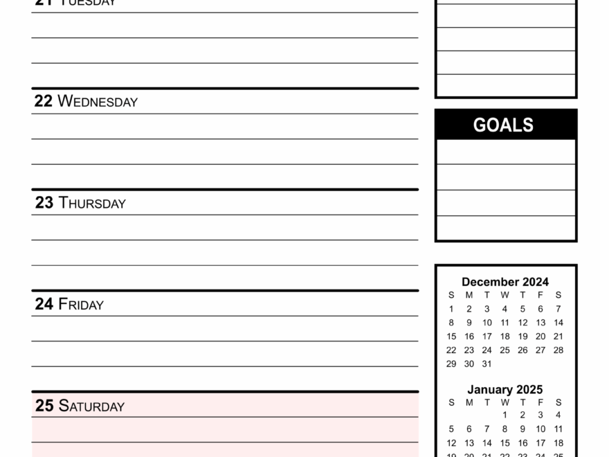 Free Printable 2025 Weekly Calendars For Easy Planning Free Printables Monograms Design Tools Patterns DIY Projects