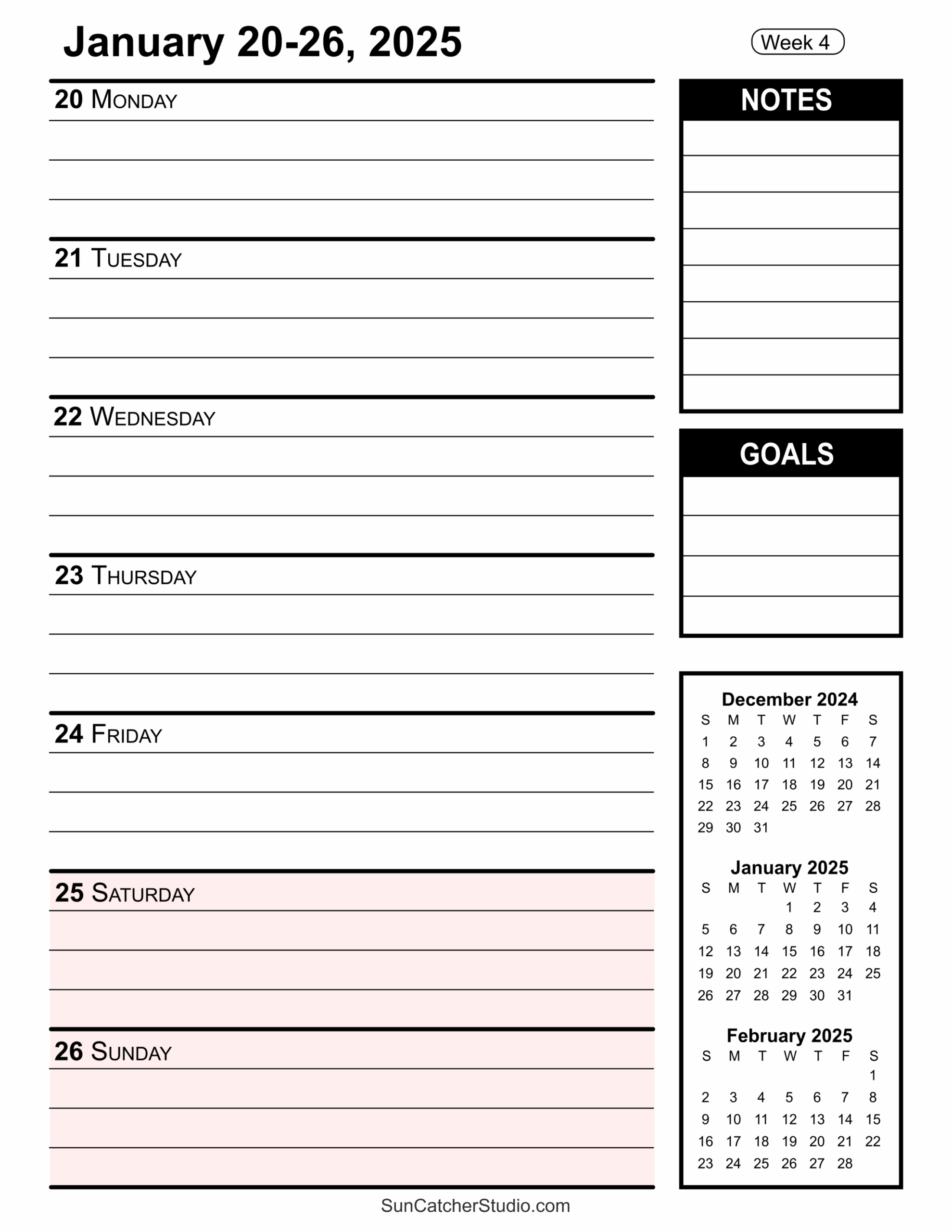 Free Printable 2025 Weekly Calendars For Easy Planning Free Printables Monograms Design Tools Patterns DIY Projects
