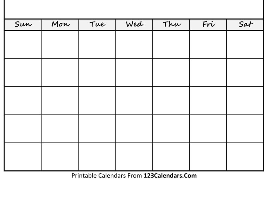 Free Printable Blank Calendar 123Calendars