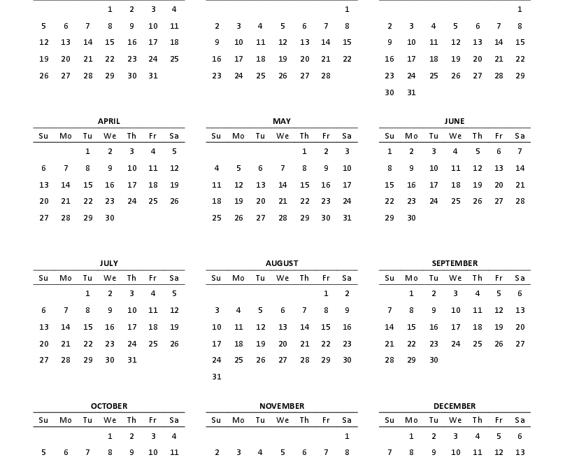 Free Printable Calendar 2025 Word PDF Excel