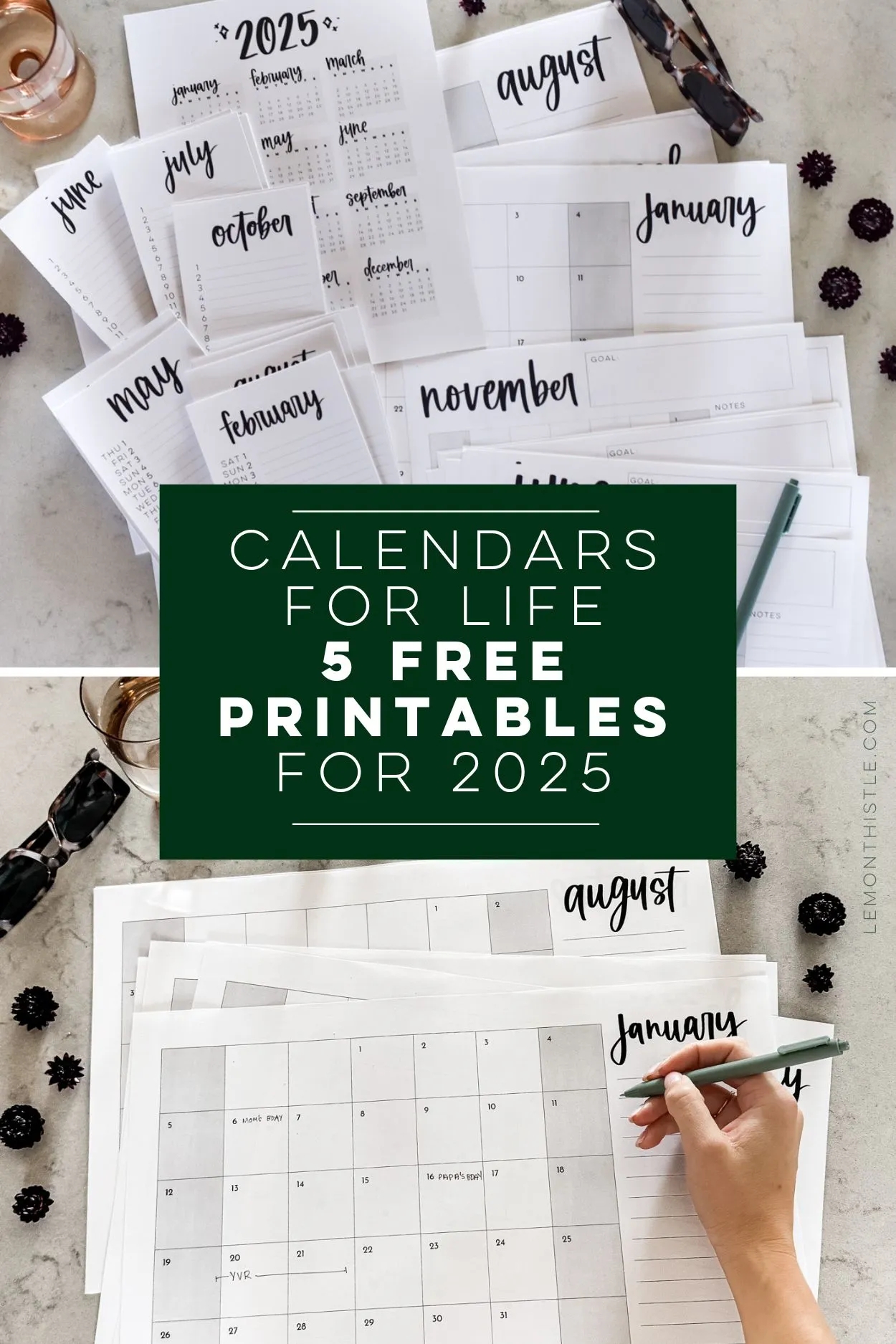 Blank 2025 Calendar Pretty Font Free