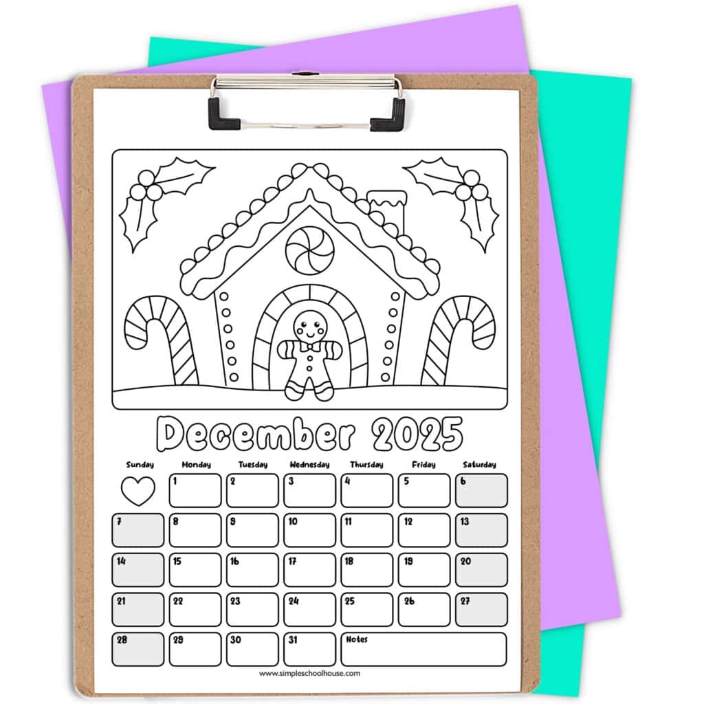 December Blank Calendar 2025 Kindergarten