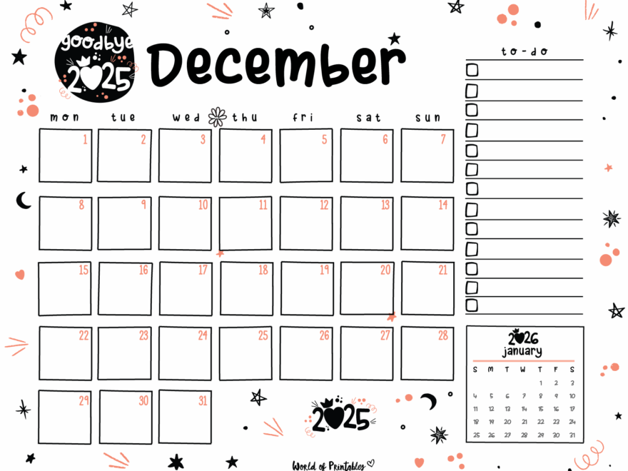 Free Printable December 2025 Planners World Of Printables