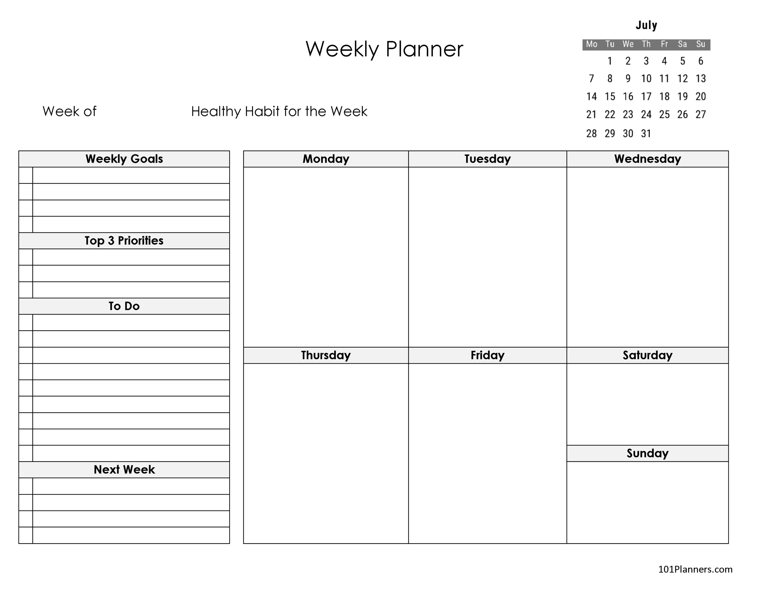 Blank Monthly Calendar 2025 For Word