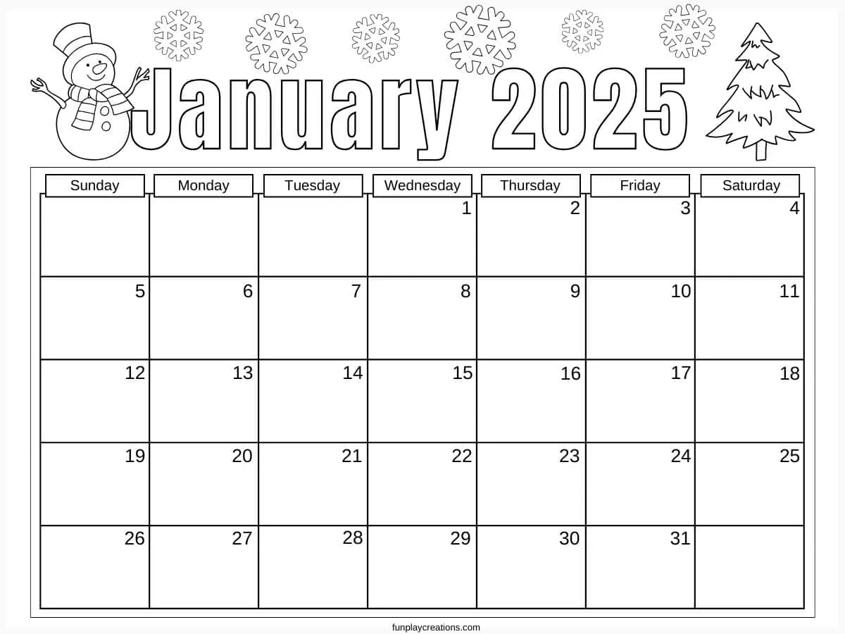 Blank 2025 Month Calendar