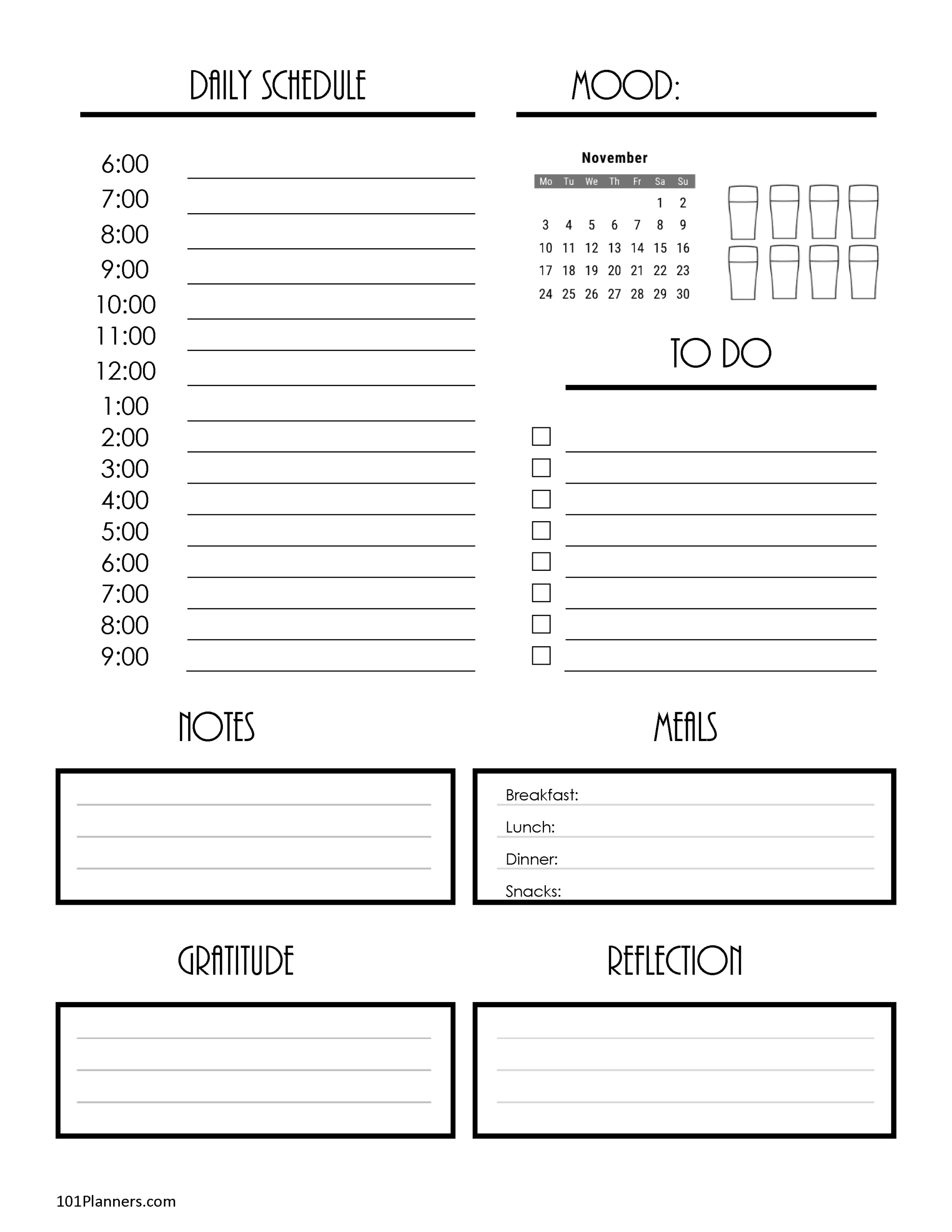 Print Blank Monthly Calendar November 2025