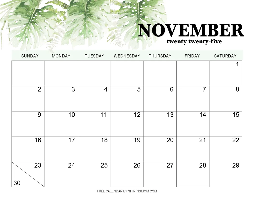 Free Printable November 2025 Calendar With Holidays Awesome Designs 