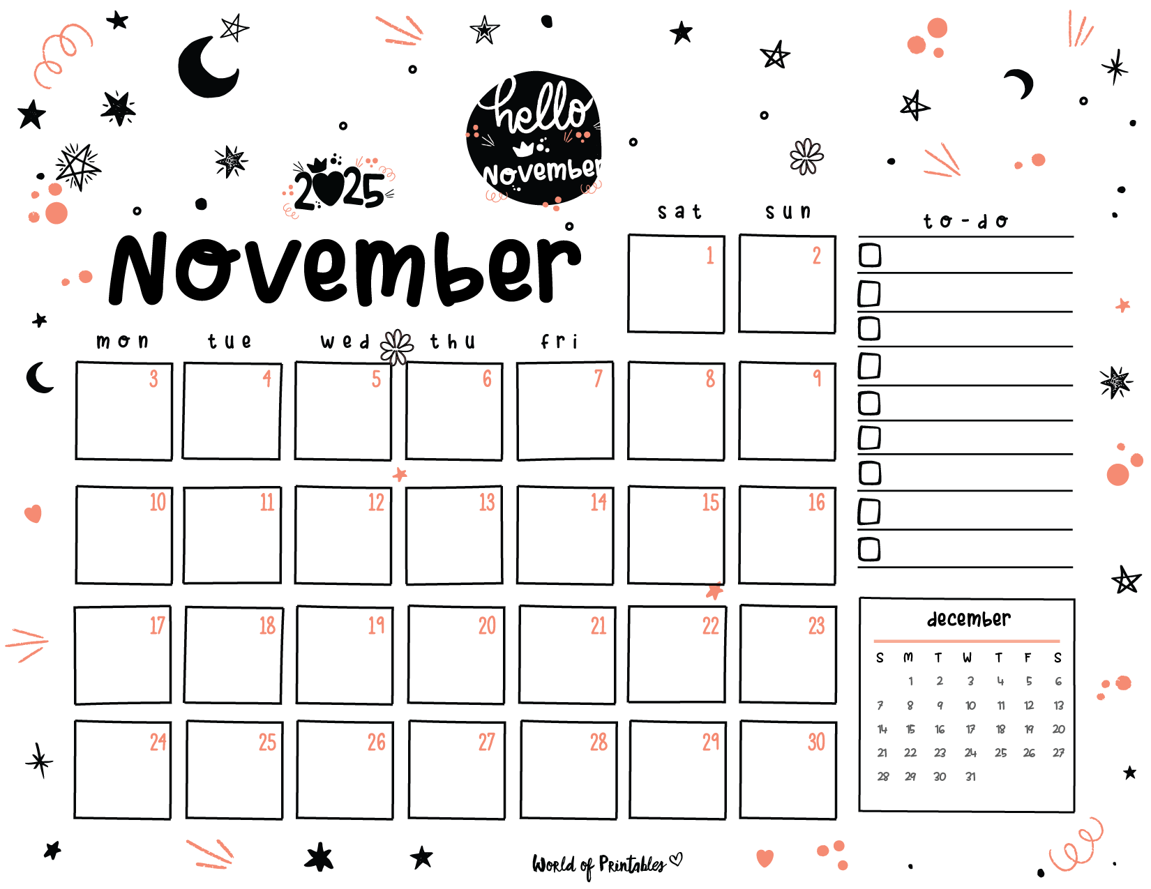 Blank Calendar 2025 November Hd Cute