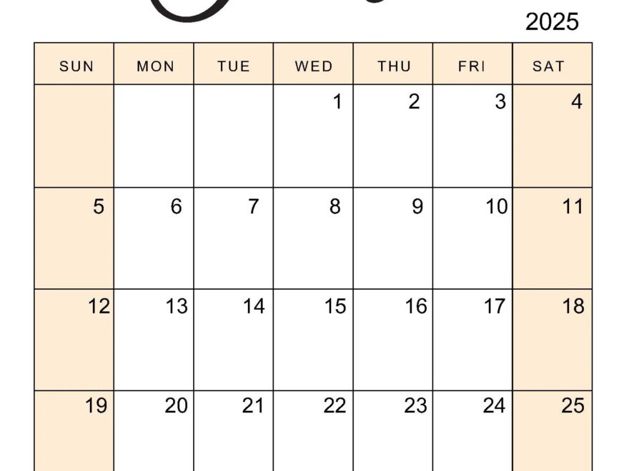 Free Printable October 2025 Calendars Calendarkart