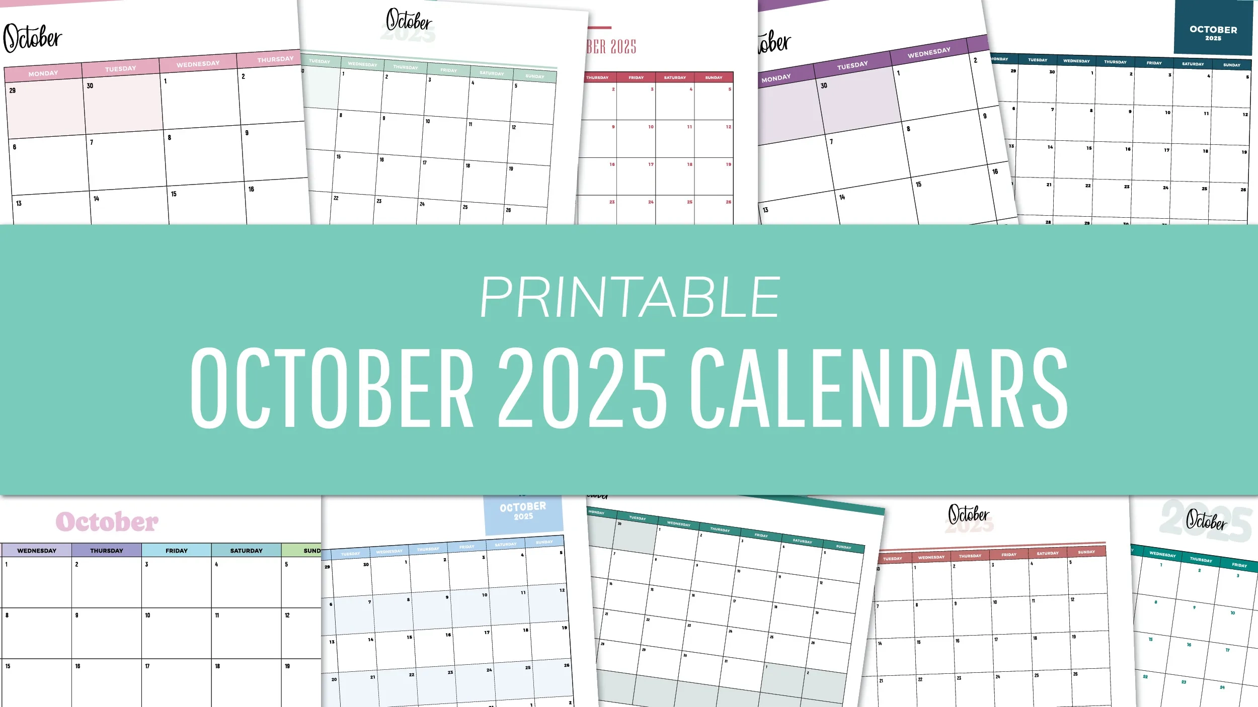 FREE Printable October 2025 Calendars Instant Download PDF