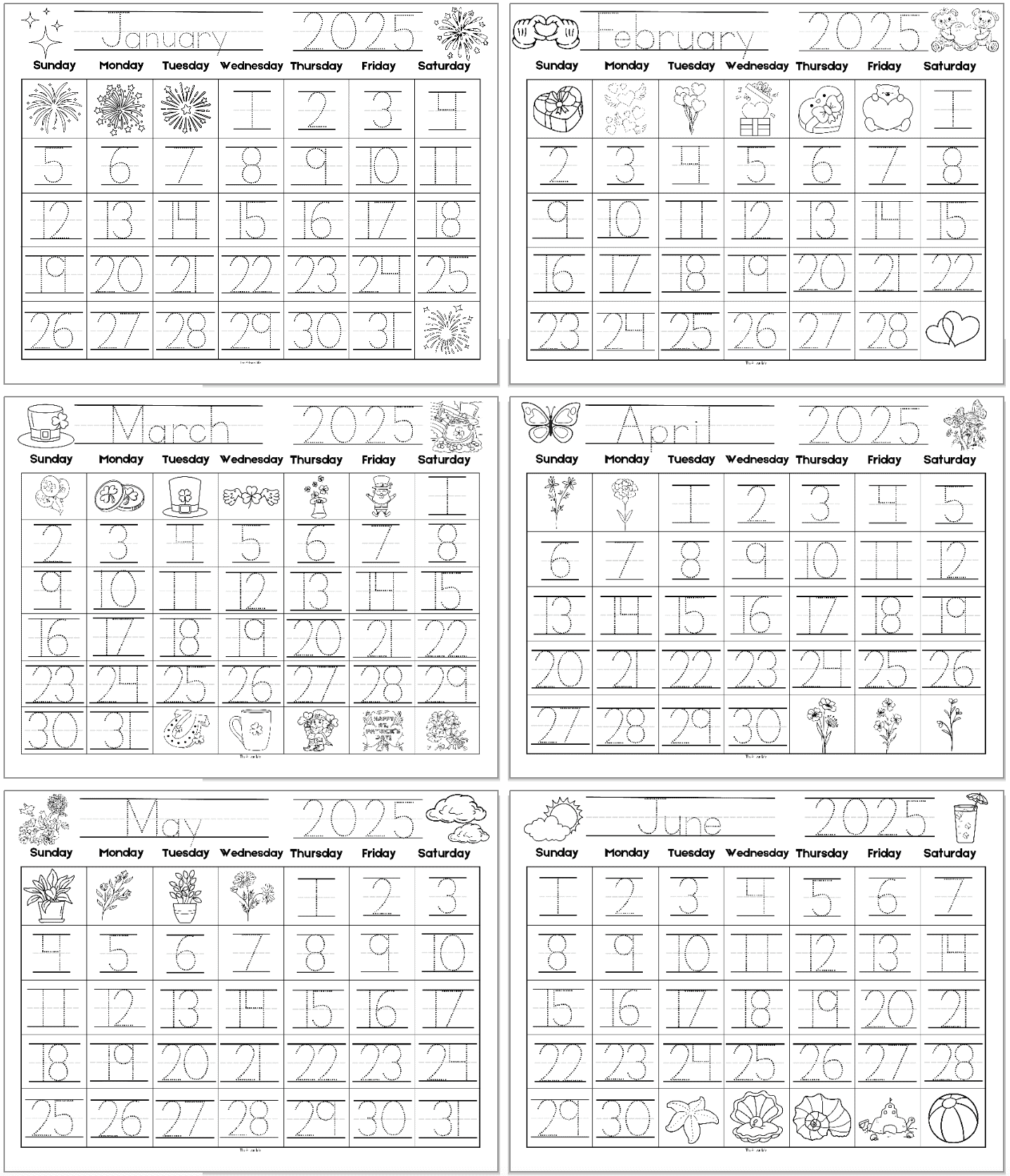 Free Printable Traceable Calendars For Kids The Artisan Life