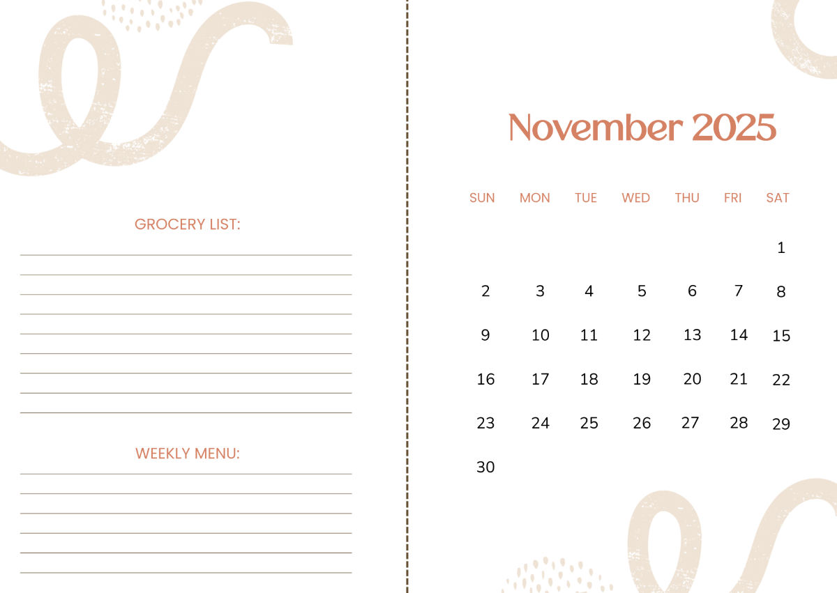 Blank November Calendar Template 2025