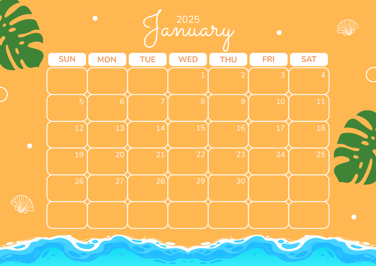 Blank 2025 Calendar Fillable