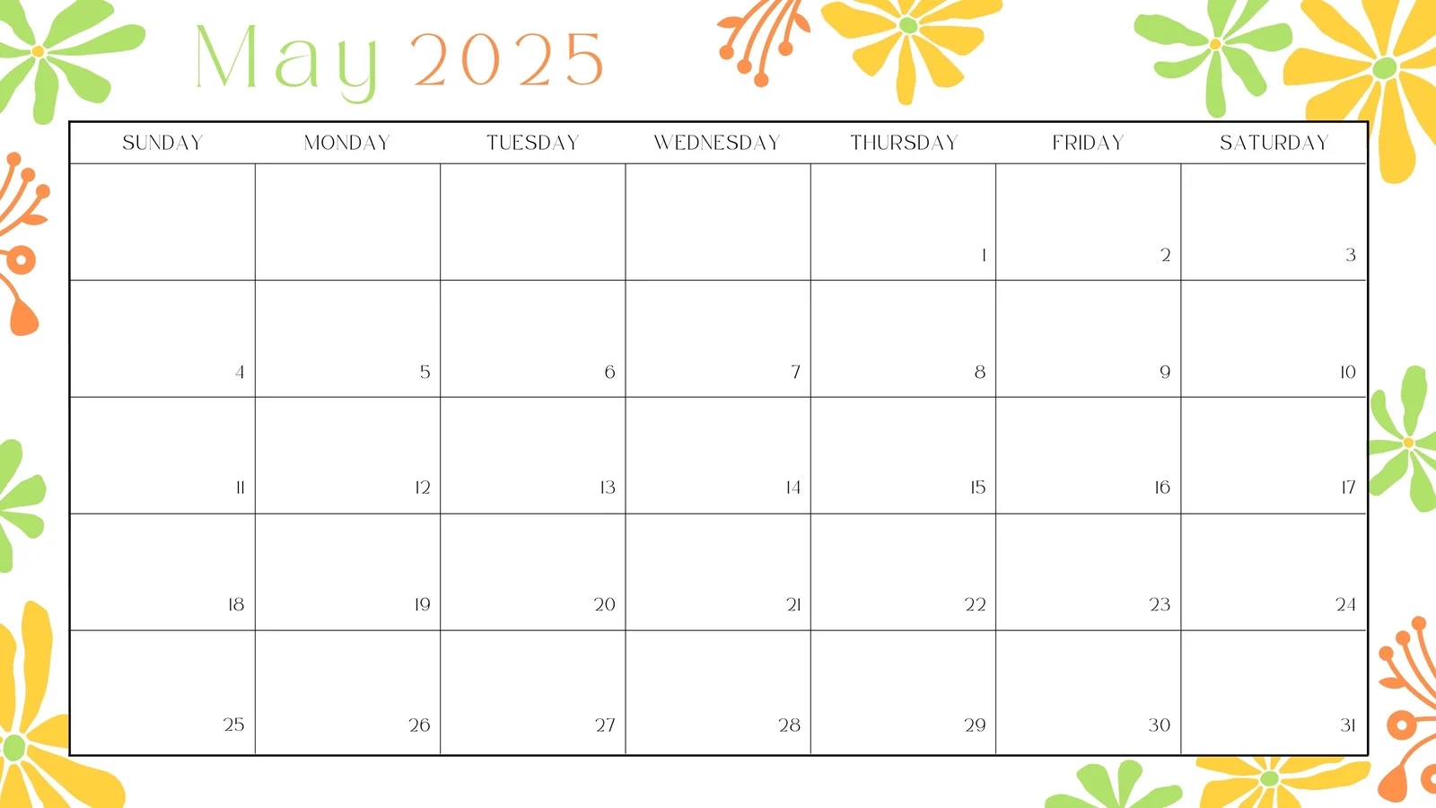 Blank Calendar Word 2025