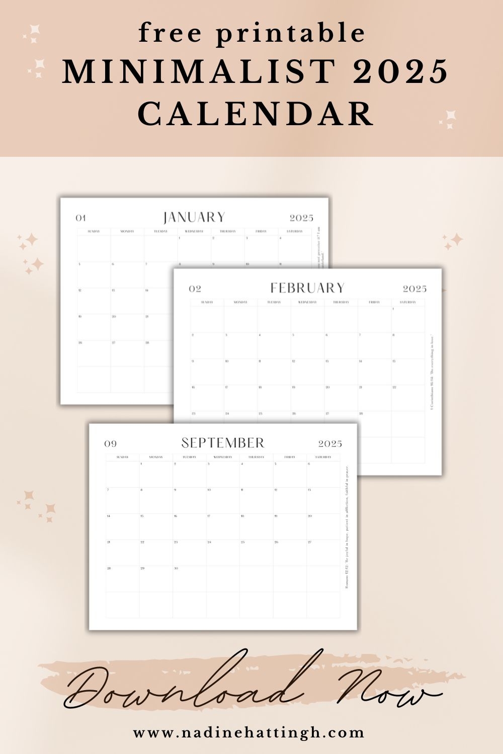 Get Organized With This Free Printable Calendar For 2025 Nadine Hattingh
