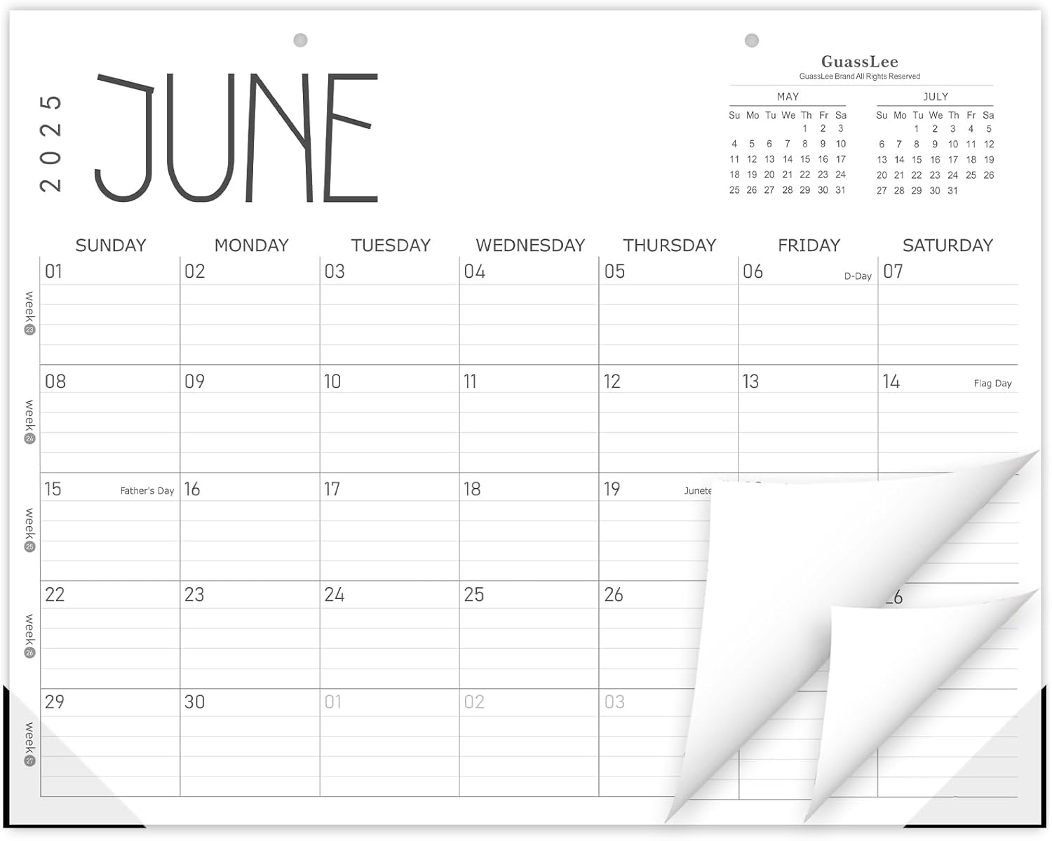 GuassLee Desk Calendar 2025 2026 19 Month School Year 19month White EBay
