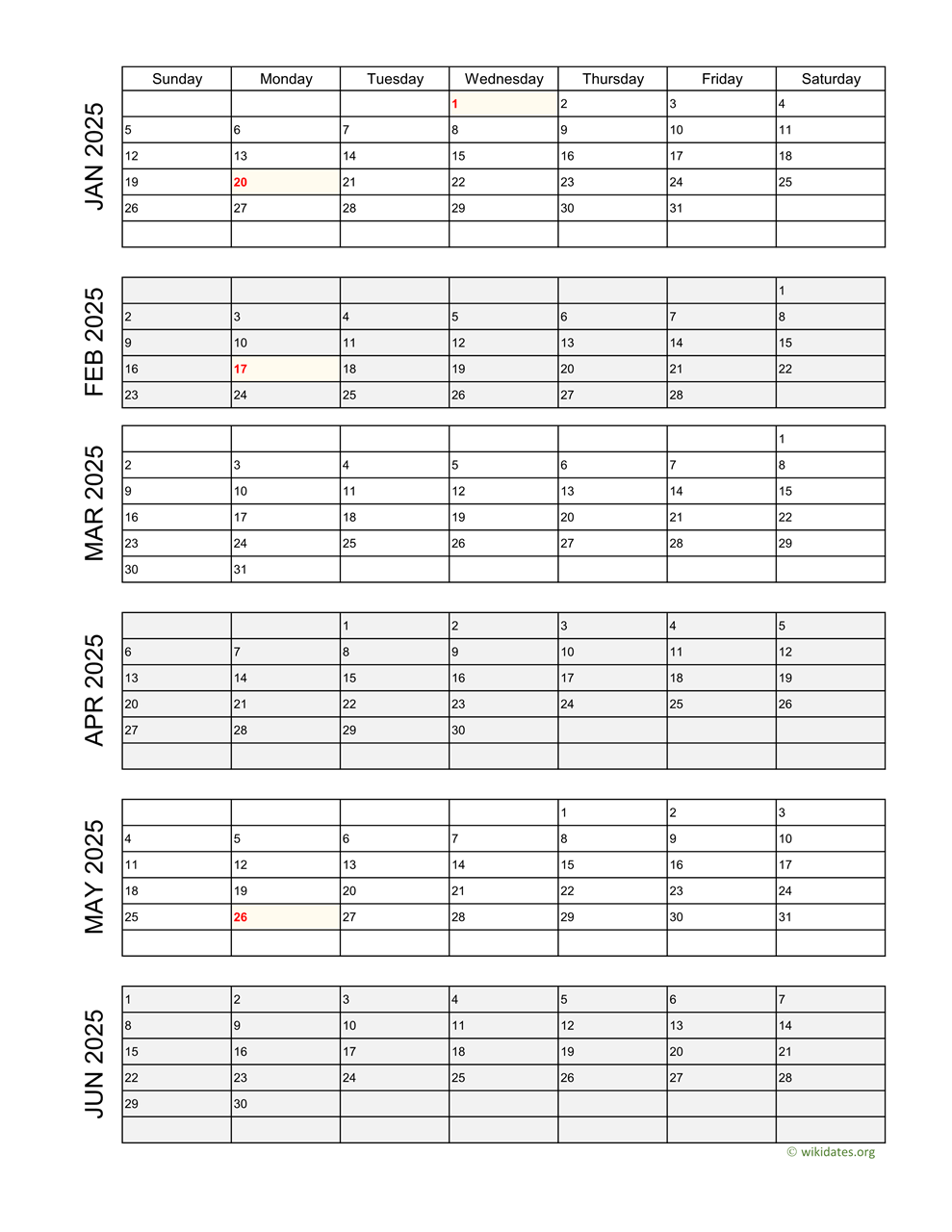 Blank Calendar Book 2025