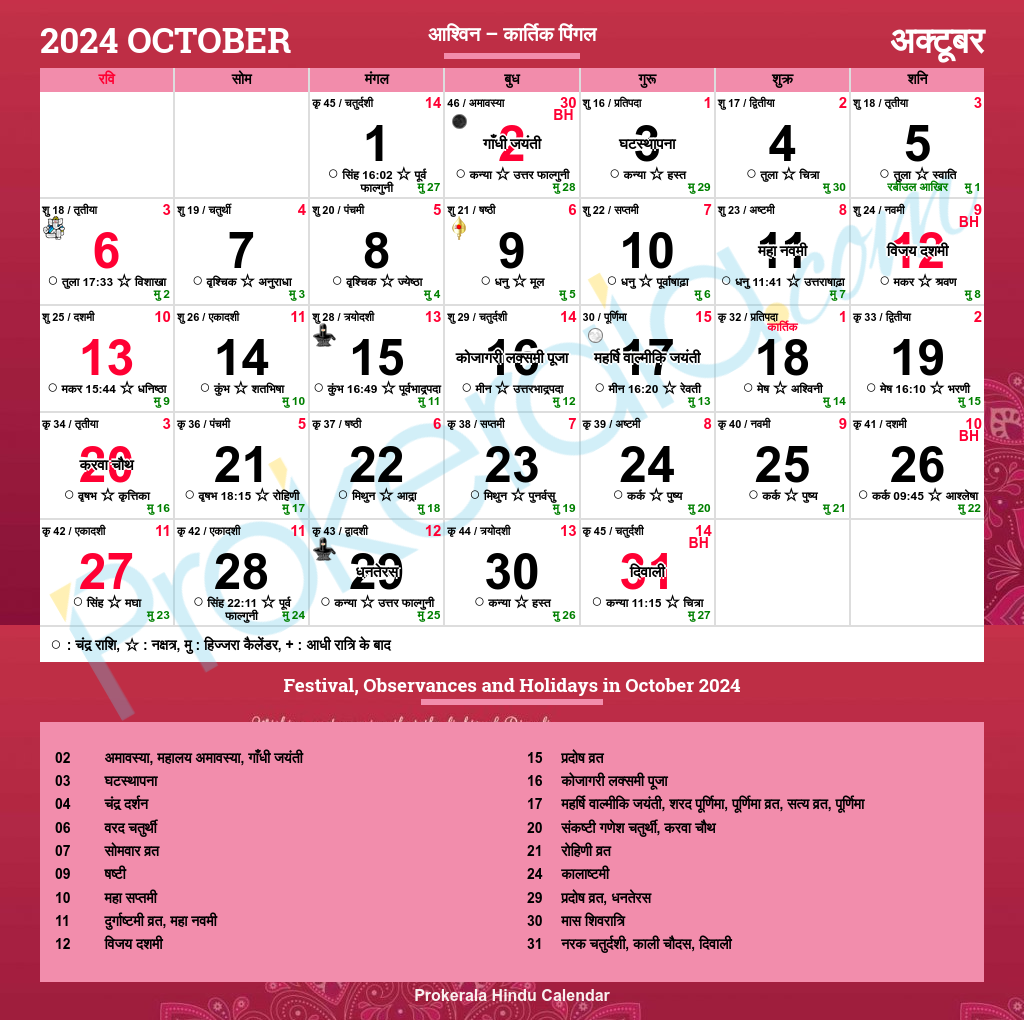 October 2025 Calendar With Holidays India October 2025 Calendar With Holidays India
