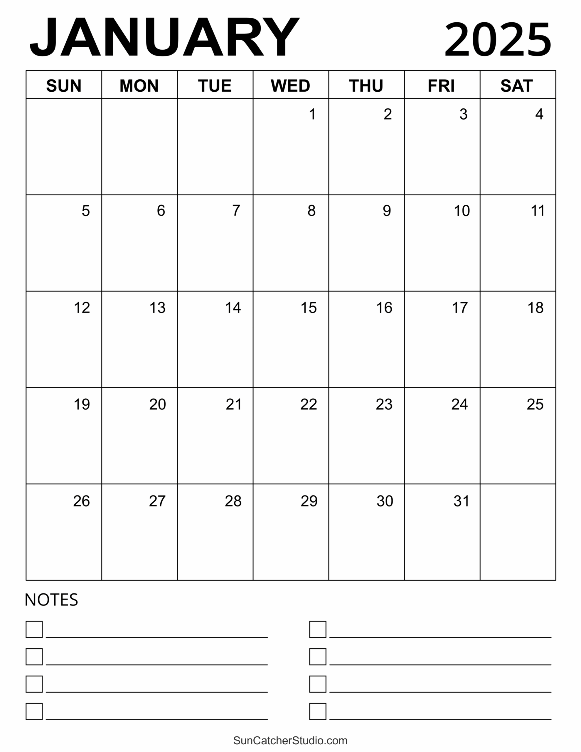 January 2025 Calendar Free Printable Free Printables Monograms Design Tools Patterns DIY Projects