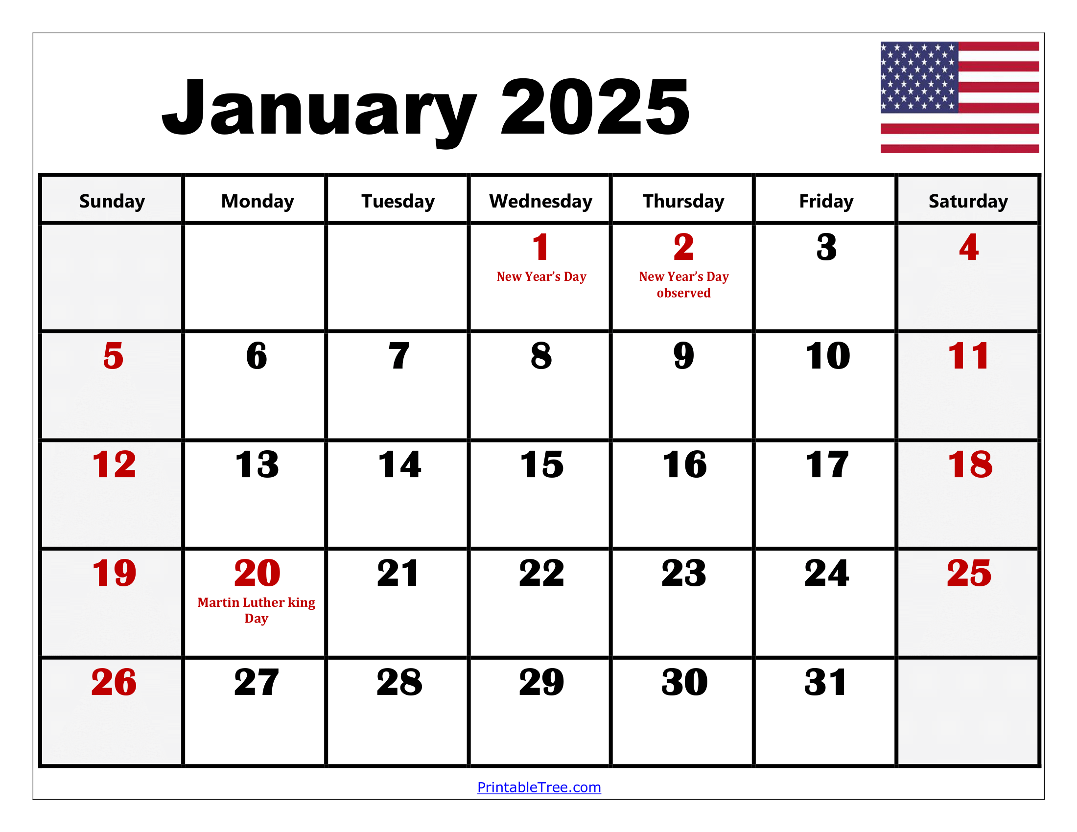 Blank Calendar With Federal Holidays 2025 Blank Calendar With Federal Holidays 2025