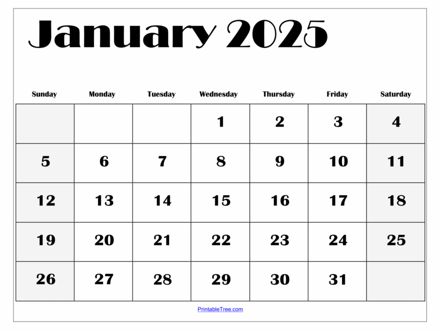 January 2025 Calendar Printable PDF Template With Holidays