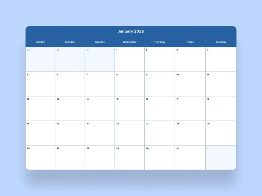 January 2025 Calendar Template