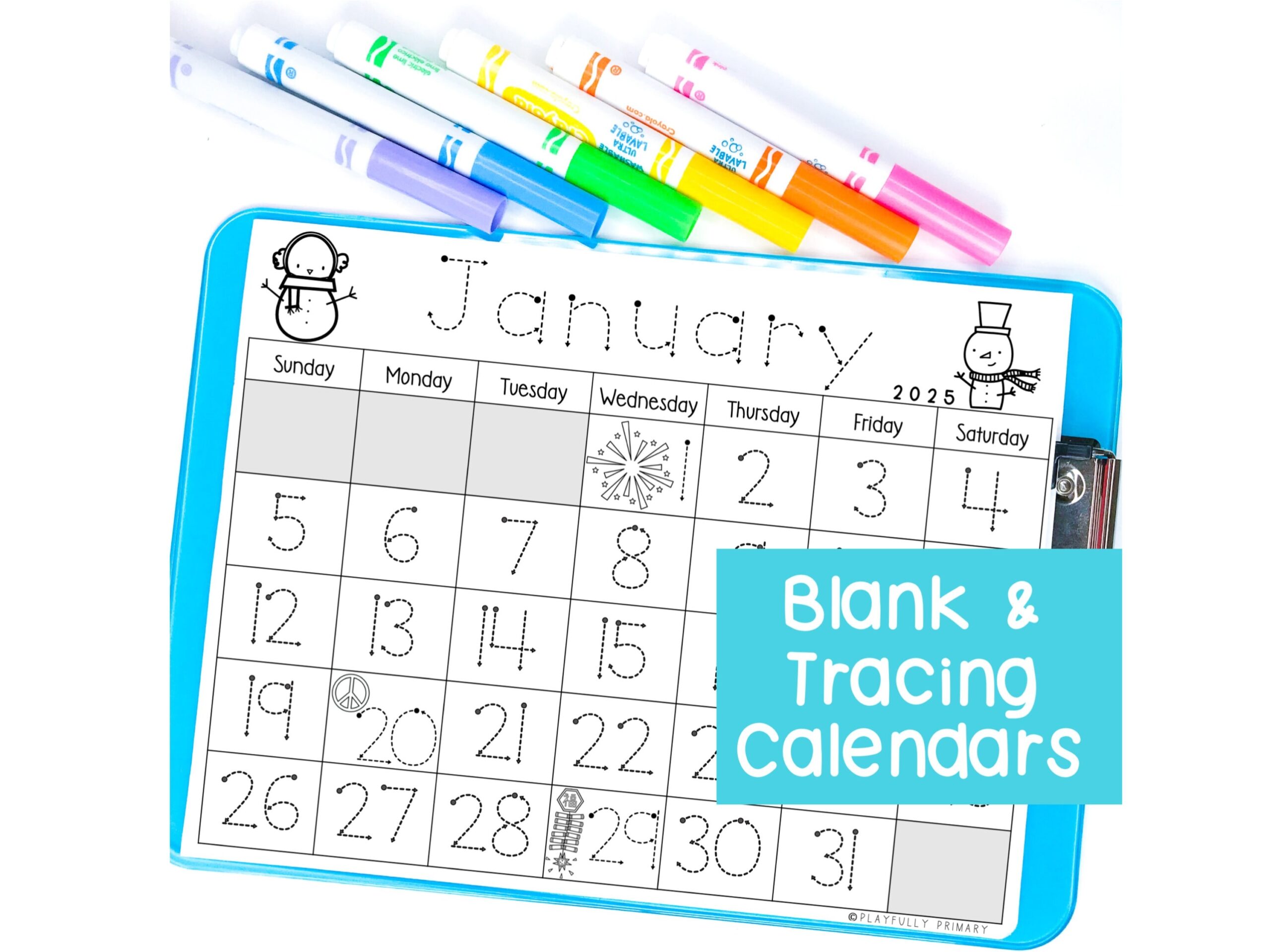 January 2025 Calendar With Holidays Template Kids Calendar Printable Number Tracing Worksheet Kindergarten Preschool Calendar Printable Etsy Israel