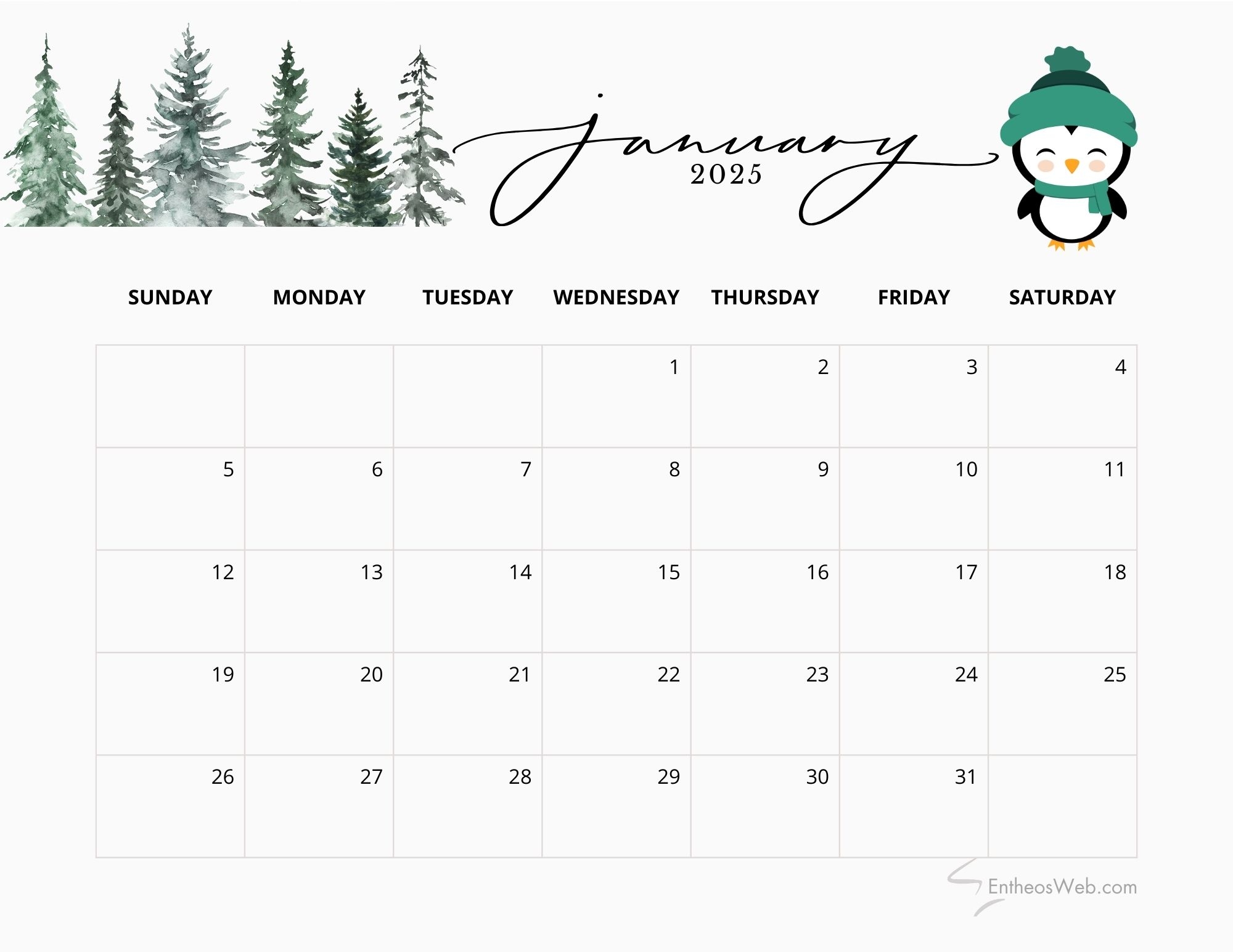 Blank Planning Calendar 2025