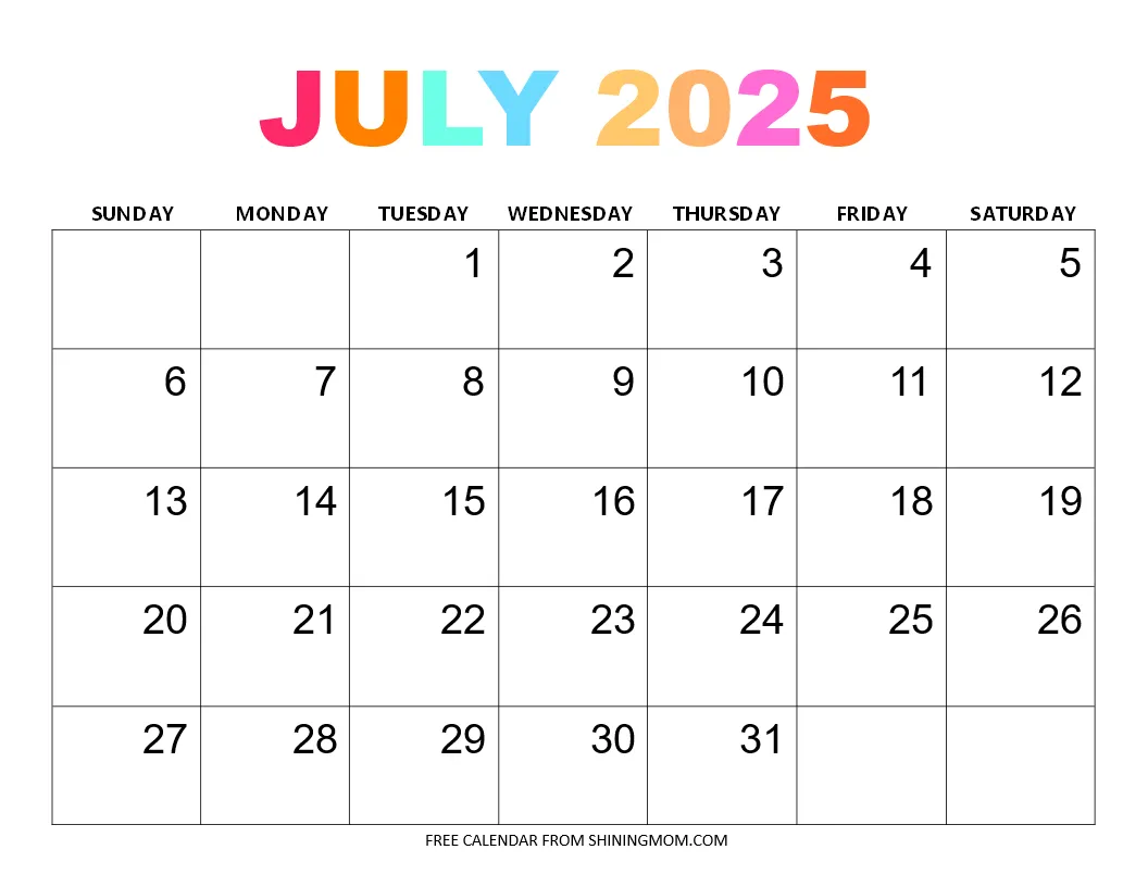 Blank Calendars 2025 With Large Boxes