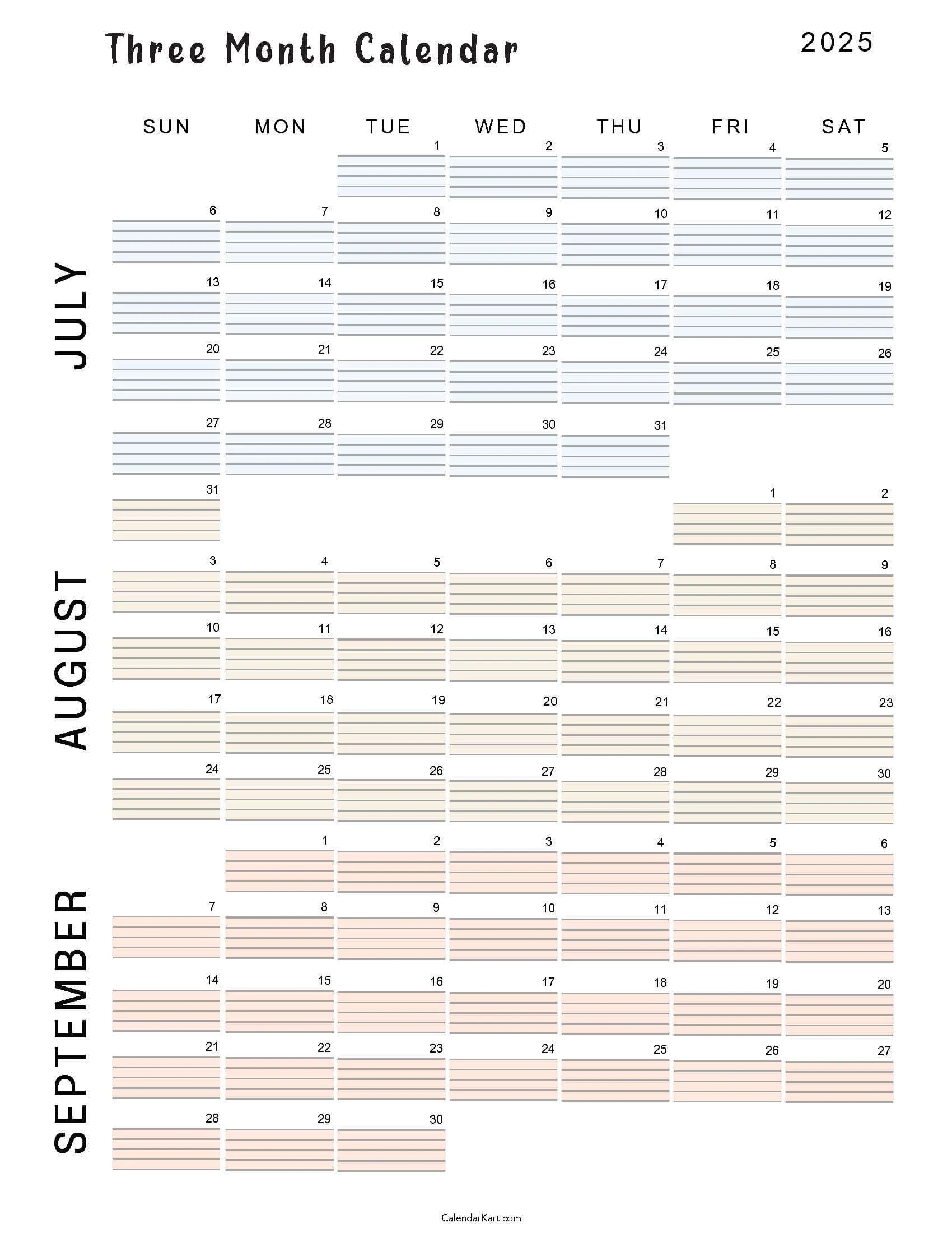 July To September 2025 Calendar Q3 CalendarKart July To September 2025 Calendar Q3 CalendarKart