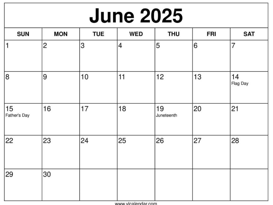 June 2025 Calendar Printable Templates With Holidays