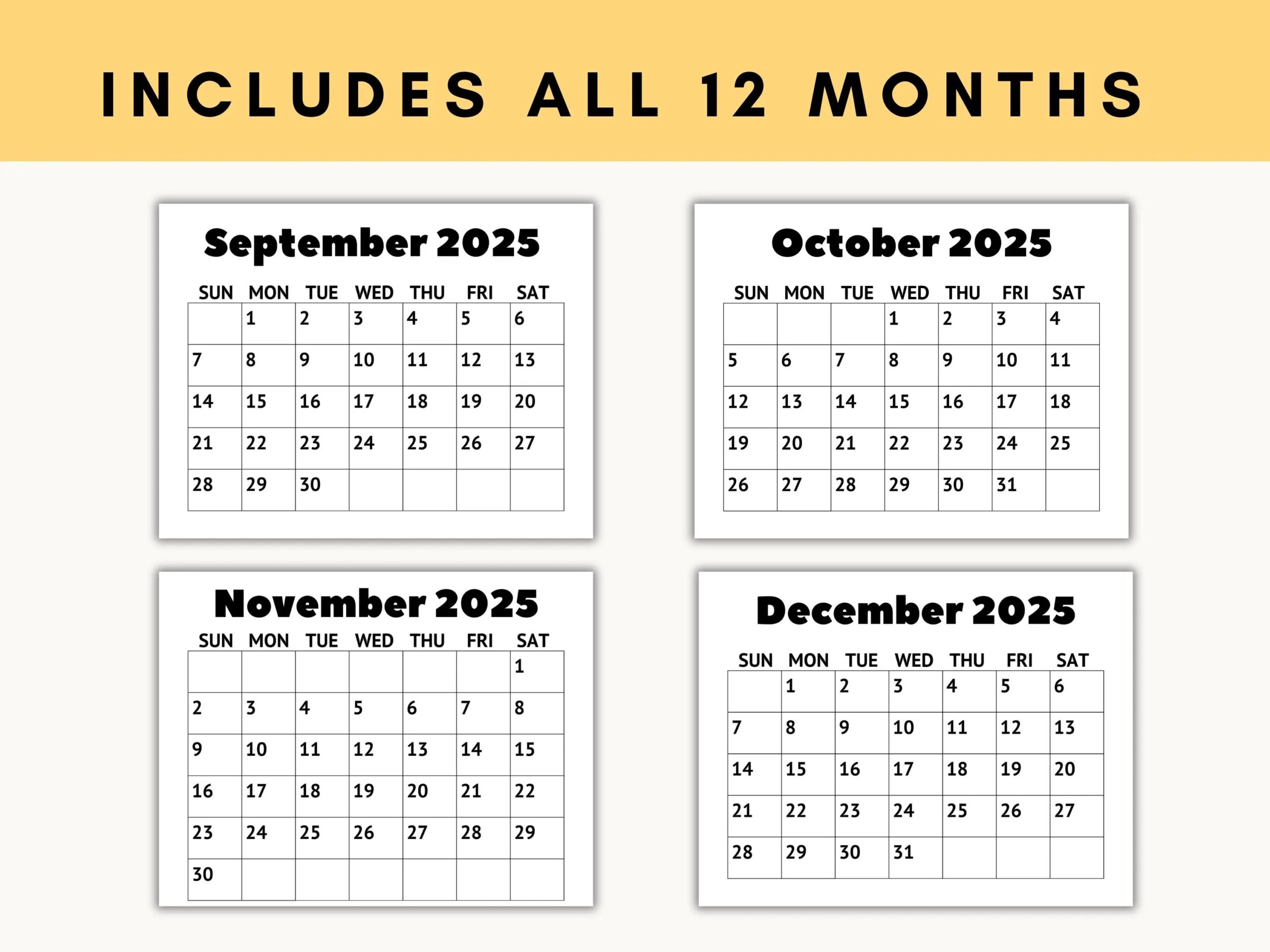 Large Print Calendar 2025 Monthly Calendar Calendar For Senior Citizens Calendar With Large Numbers Printable Calendar Sunday Start Etsy
