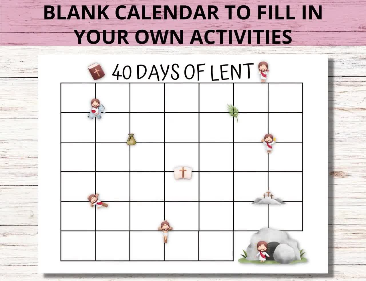 Lent Calendar 2025 40 Days Of Prayer Lent Lenten Calendar For Kids Activities For Lent Daily Prayer For Lent Catholic Christian Easter Etsy