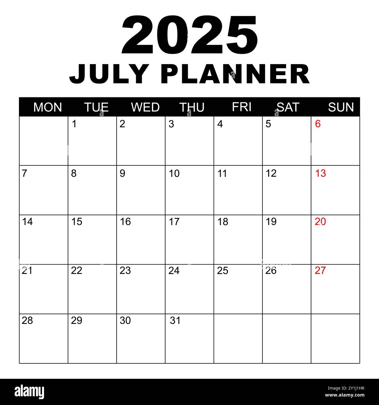 Blank 2025 Calendar By Month
