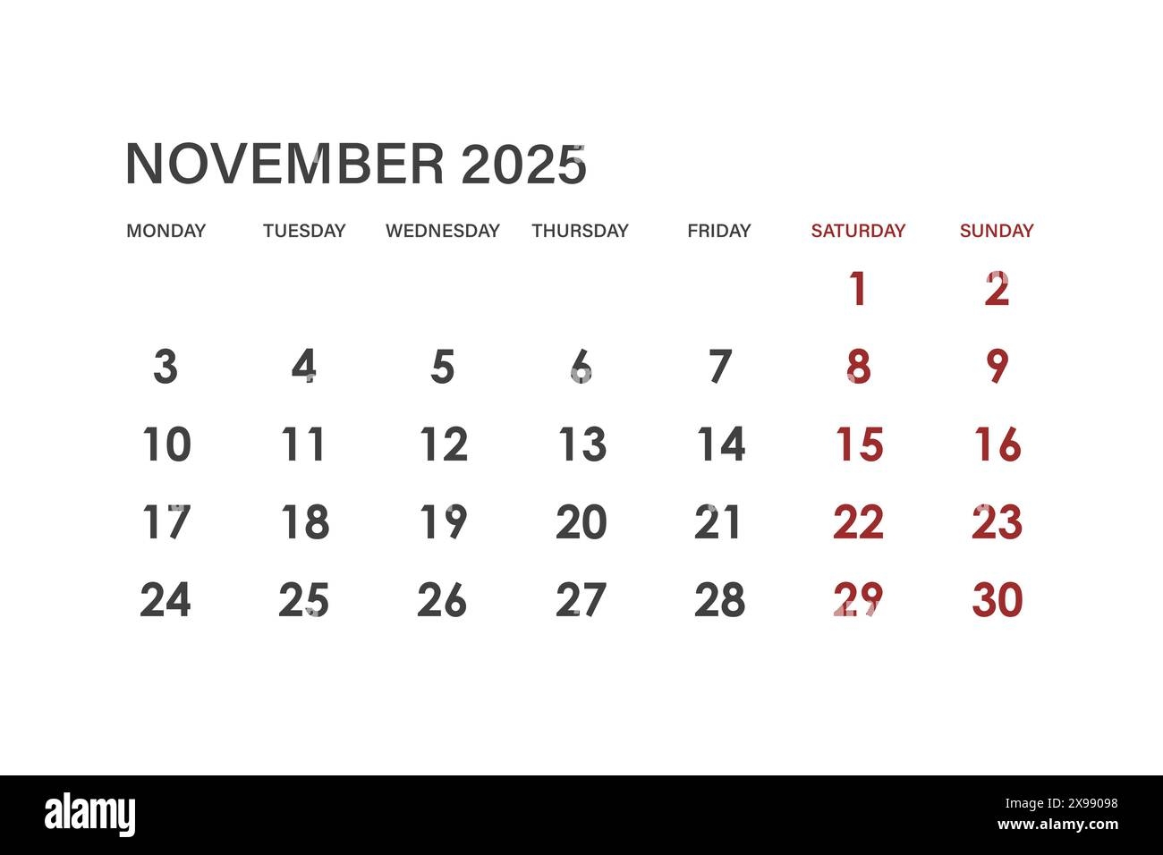 Calendar Nov 2025 Blank