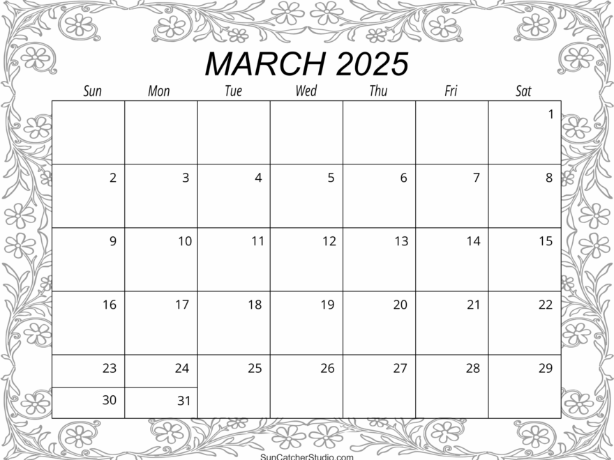 March 2025 Calendar Free Printable Free Printables Monograms Design Tools Patterns DIY Projects