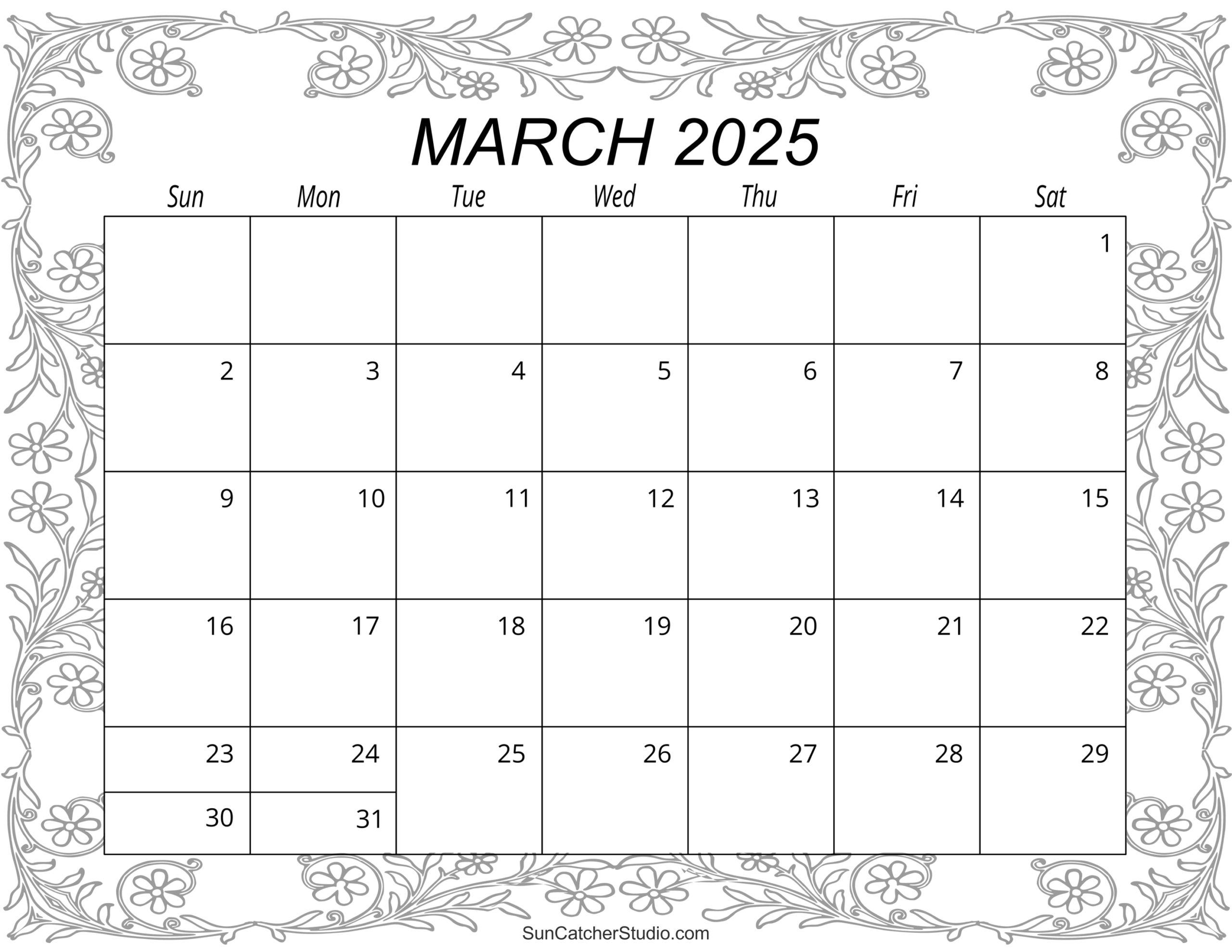 Blank 2025 Calendars Printable